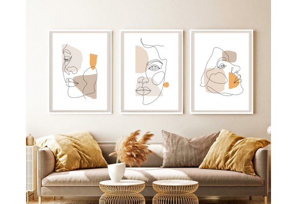 ÇERÇEVELİ ÜÇLÜ ABSTRACT TABLO SETİ